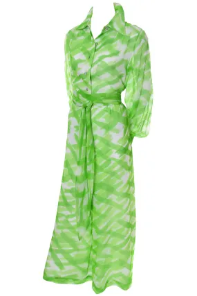 1960s Fred Perlberg Originals Vintage Palazzo Pants Outfit As New Green Silk Chiffon