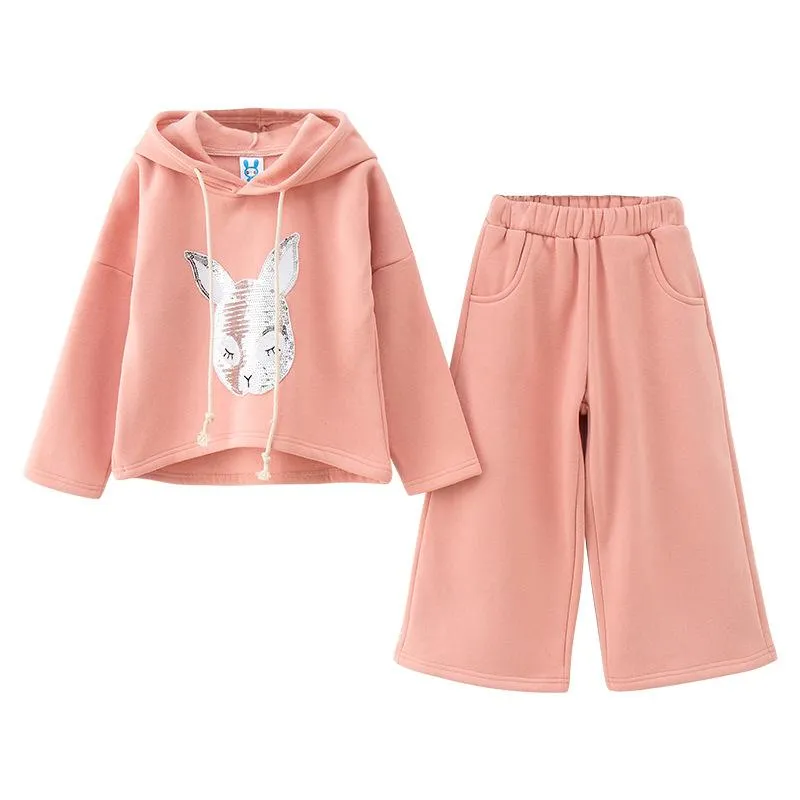 2 Pcs Junior Girl Cute Animals Printed Hoodies And Pants