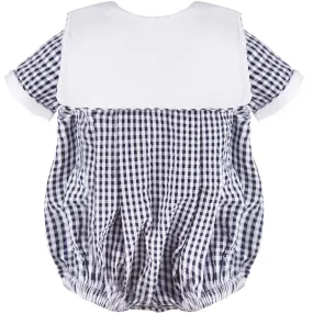 20070-Monogram Navy Check Baby Boy Bubble Romper