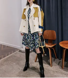8GIRLS COLORBLOCK TIE SLEEVE TRENCH COAT