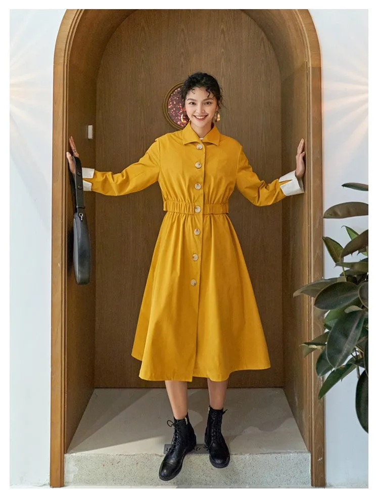 8GIRLS DESIGN BUTTON THROUGH A LINE TRENCH COAT DRESS