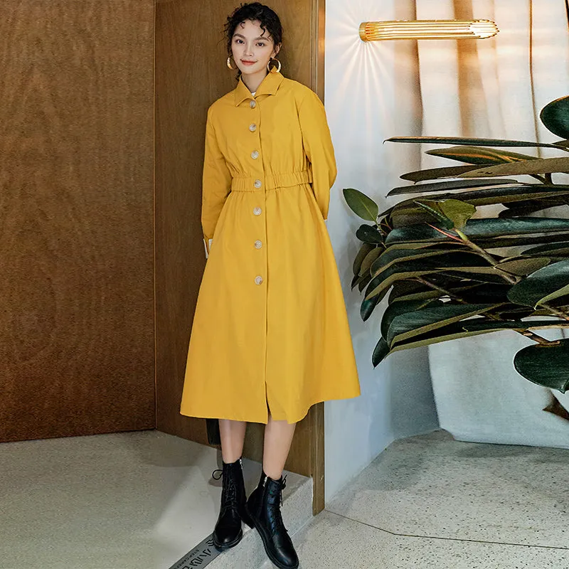 8GIRLS DESIGN BUTTON THROUGH A LINE TRENCH COAT DRESS