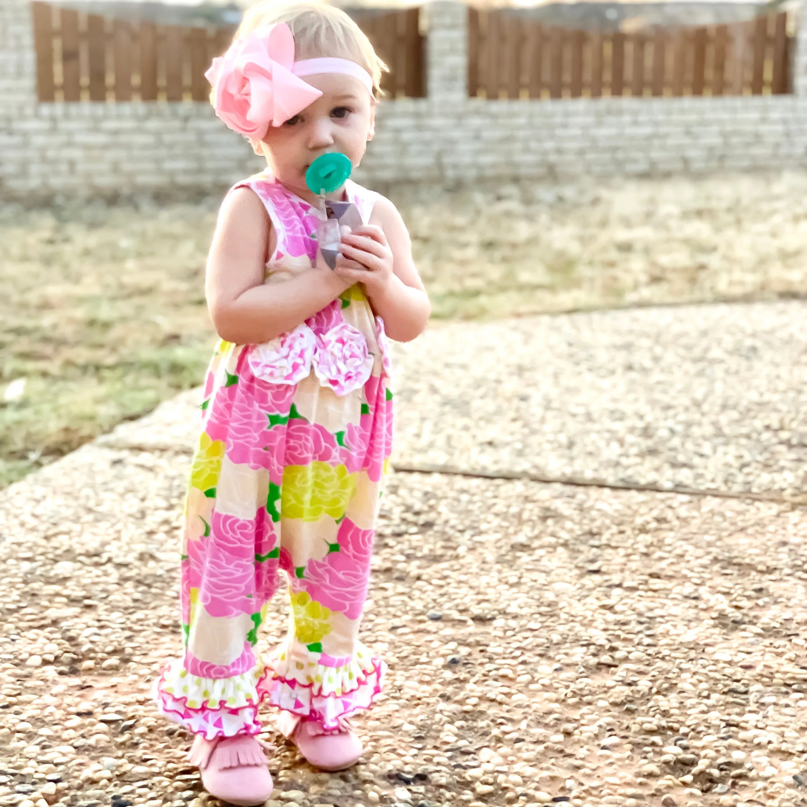 AnnLoren Boutique Spring Floral Baby Girls Ruffle Romper