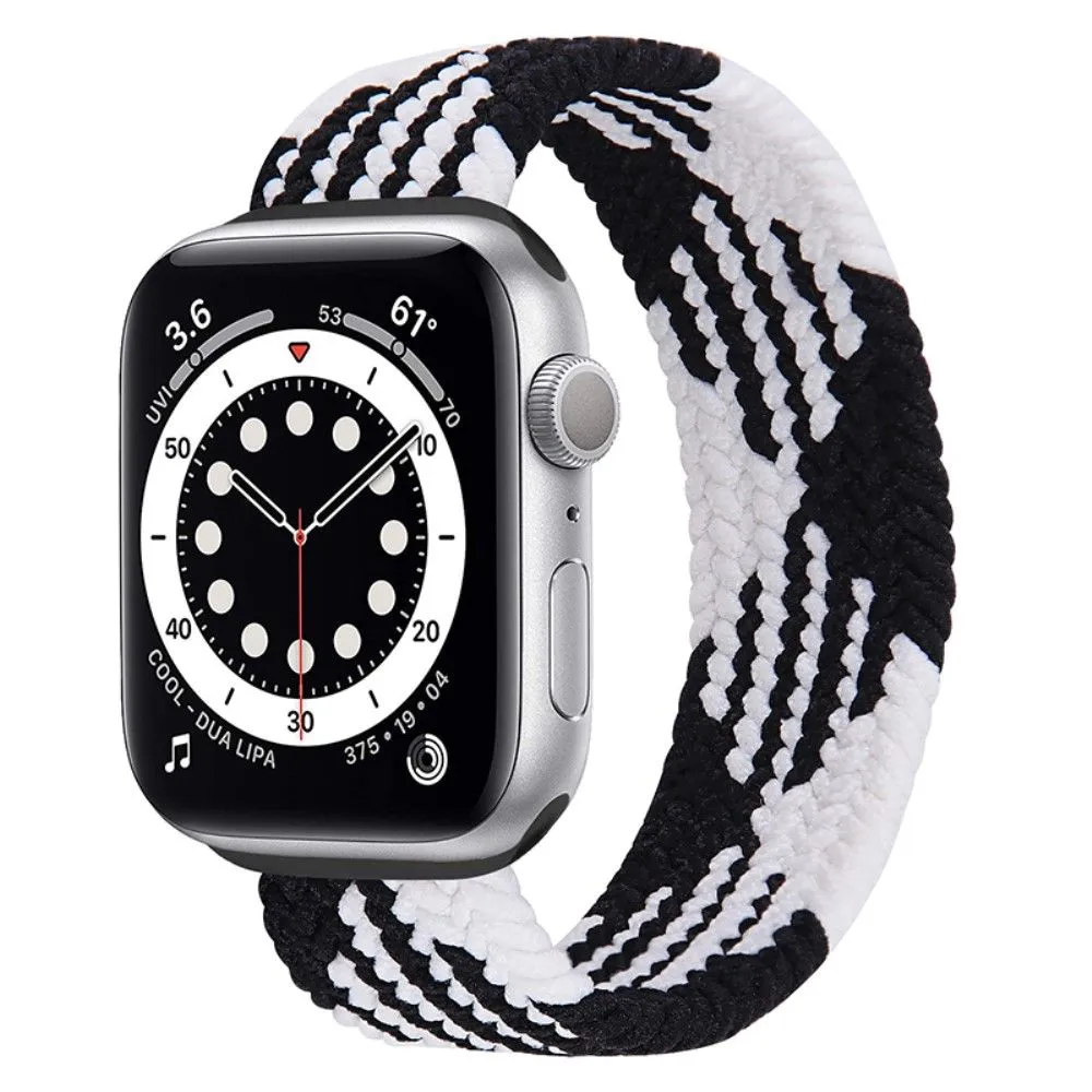 Apple Watch (45mm) elastic watch strap - Black / White Splicing / Size: S