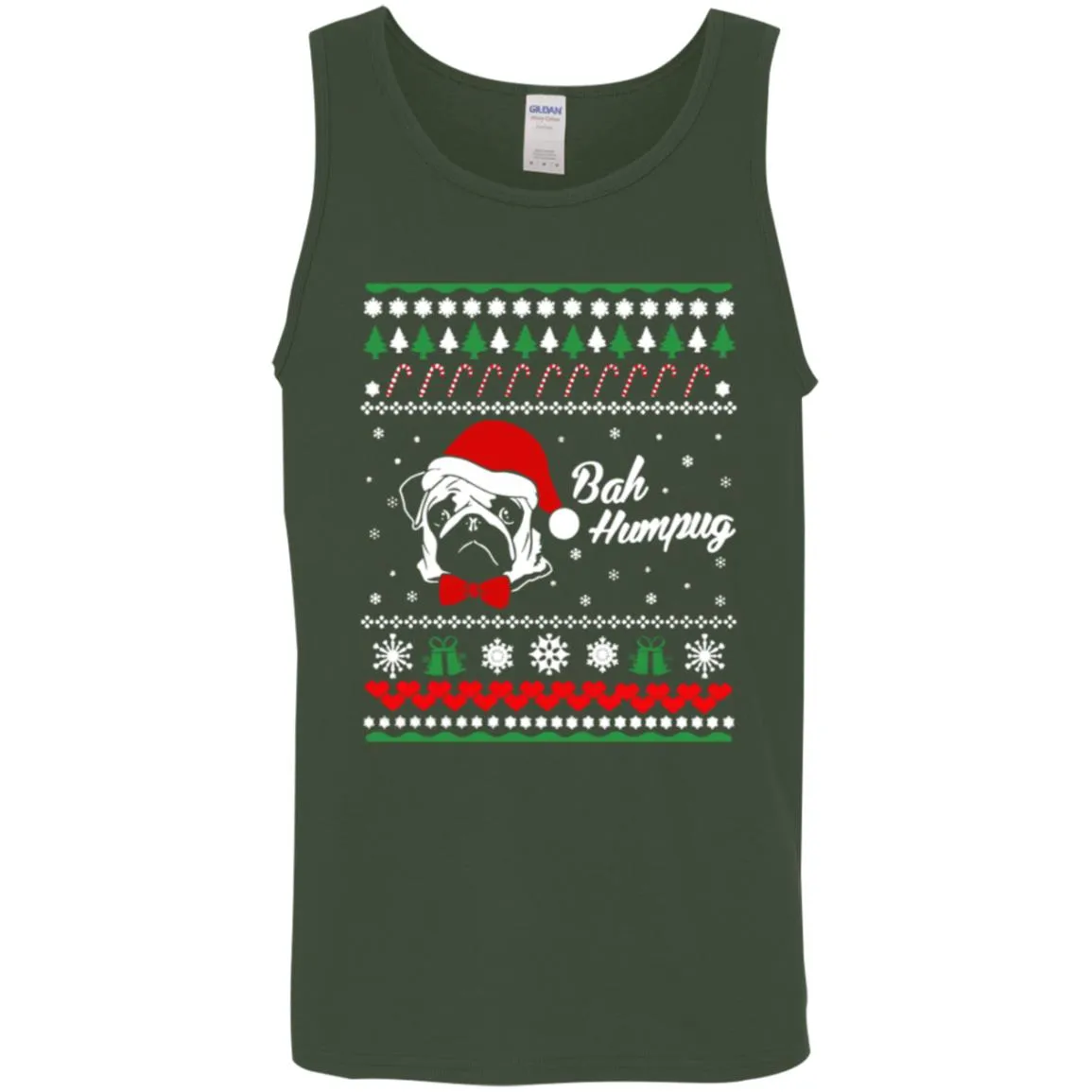 Bah Hum Pug Dog Christmas Men Tank Top