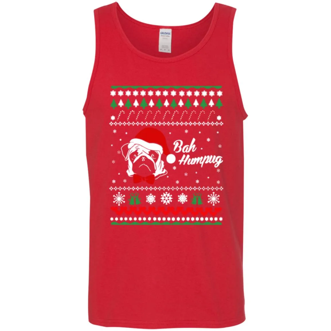 Bah Hum Pug Dog Christmas Men Tank Top