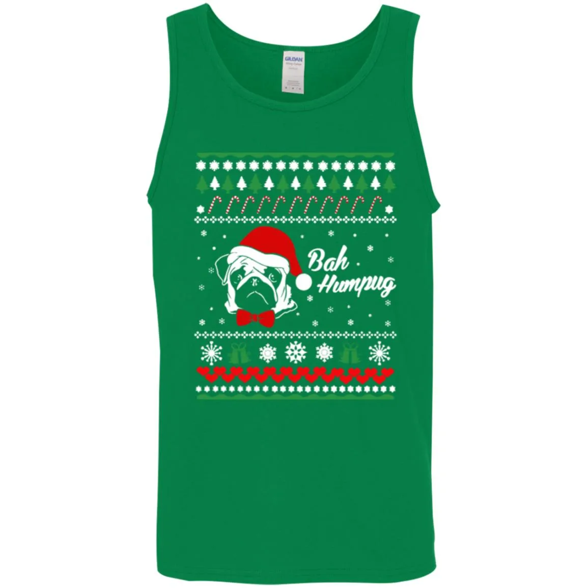 Bah Hum Pug Dog Christmas Men Tank Top