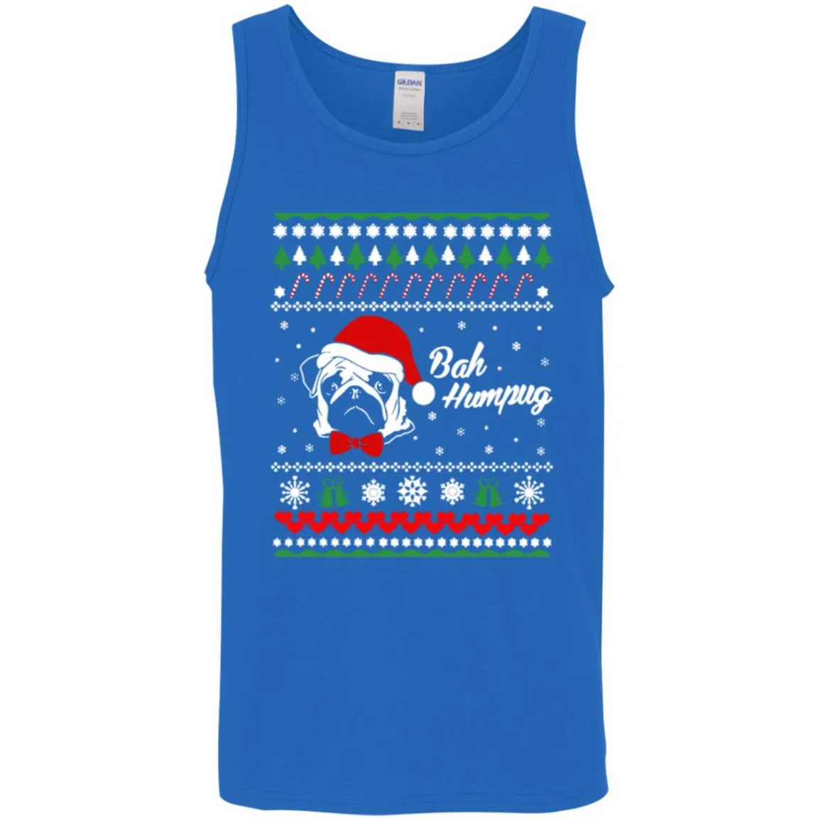 Bah Hum Pug Dog Christmas Men Tank Top