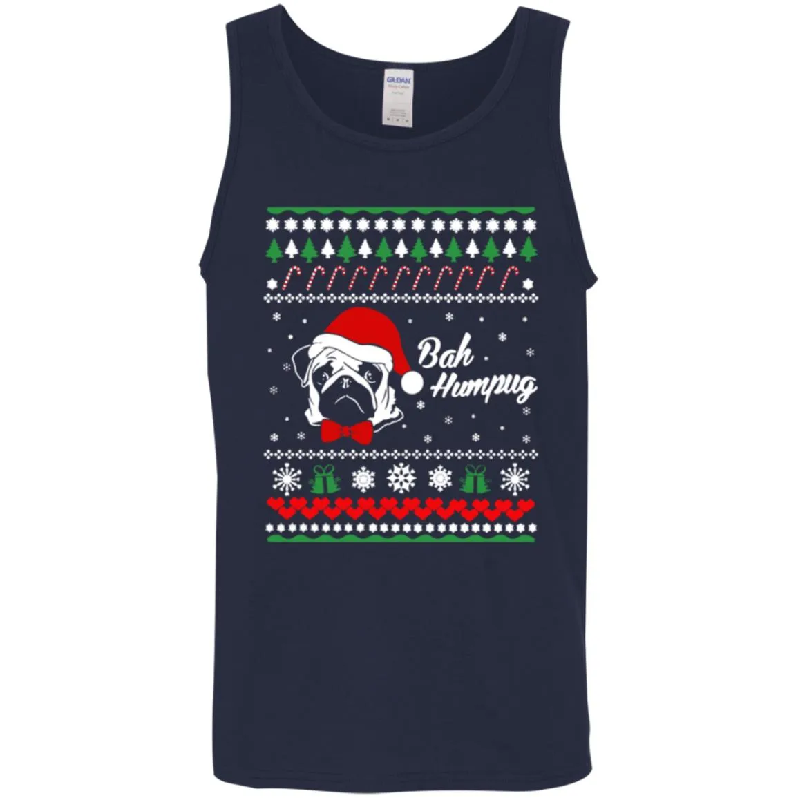 Bah Hum Pug Dog Christmas Men Tank Top