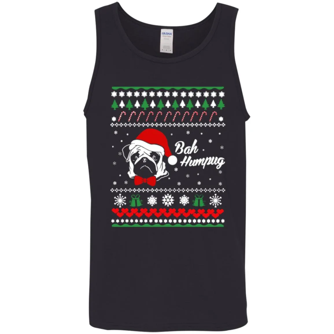 Bah Hum Pug Dog Christmas Men Tank Top