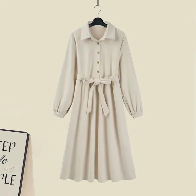 Bear Ears Hooded Cardigan Sweater Belted Lapel Dress
