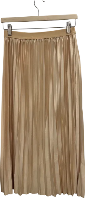Beige Pleated Midaxi Skirt UK M