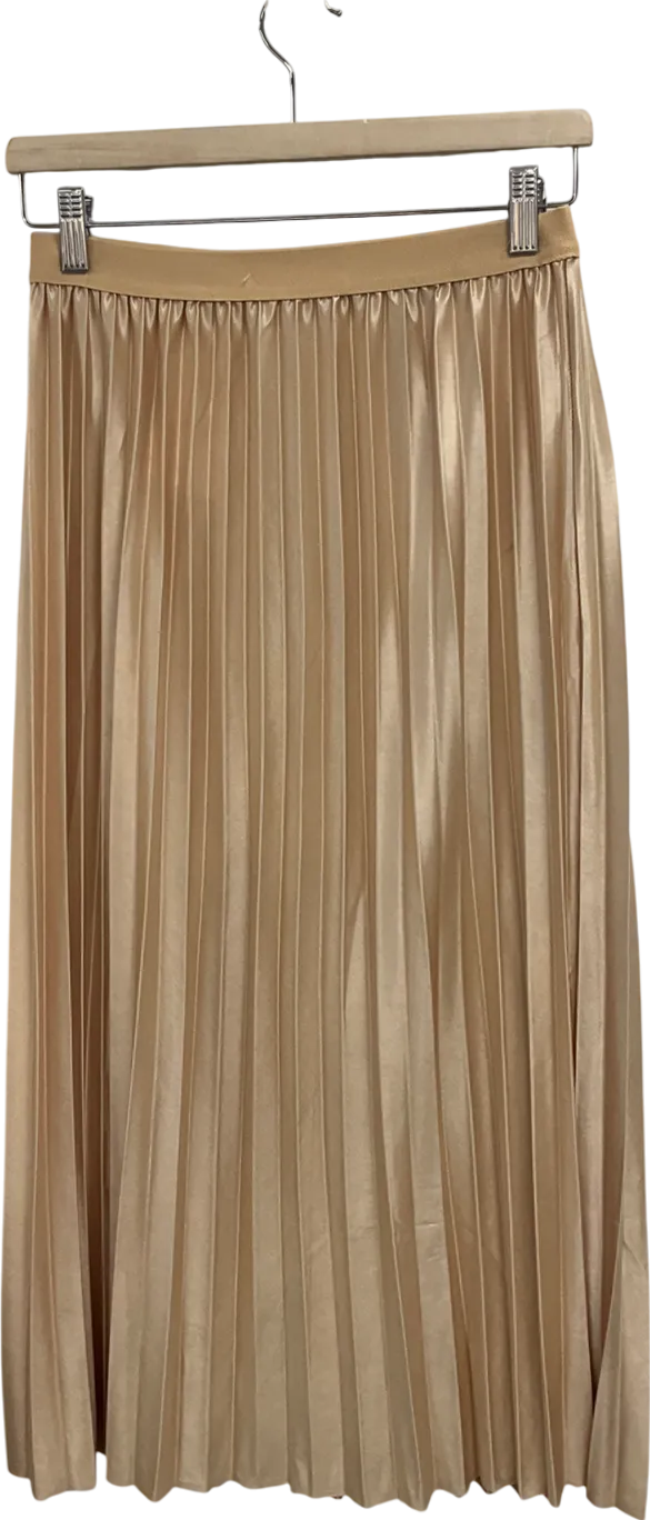 Beige Pleated Midaxi Skirt UK M