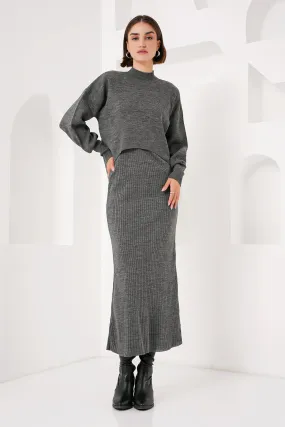 BGD Women Knit Dress Sweater Set - Gray - Avondale