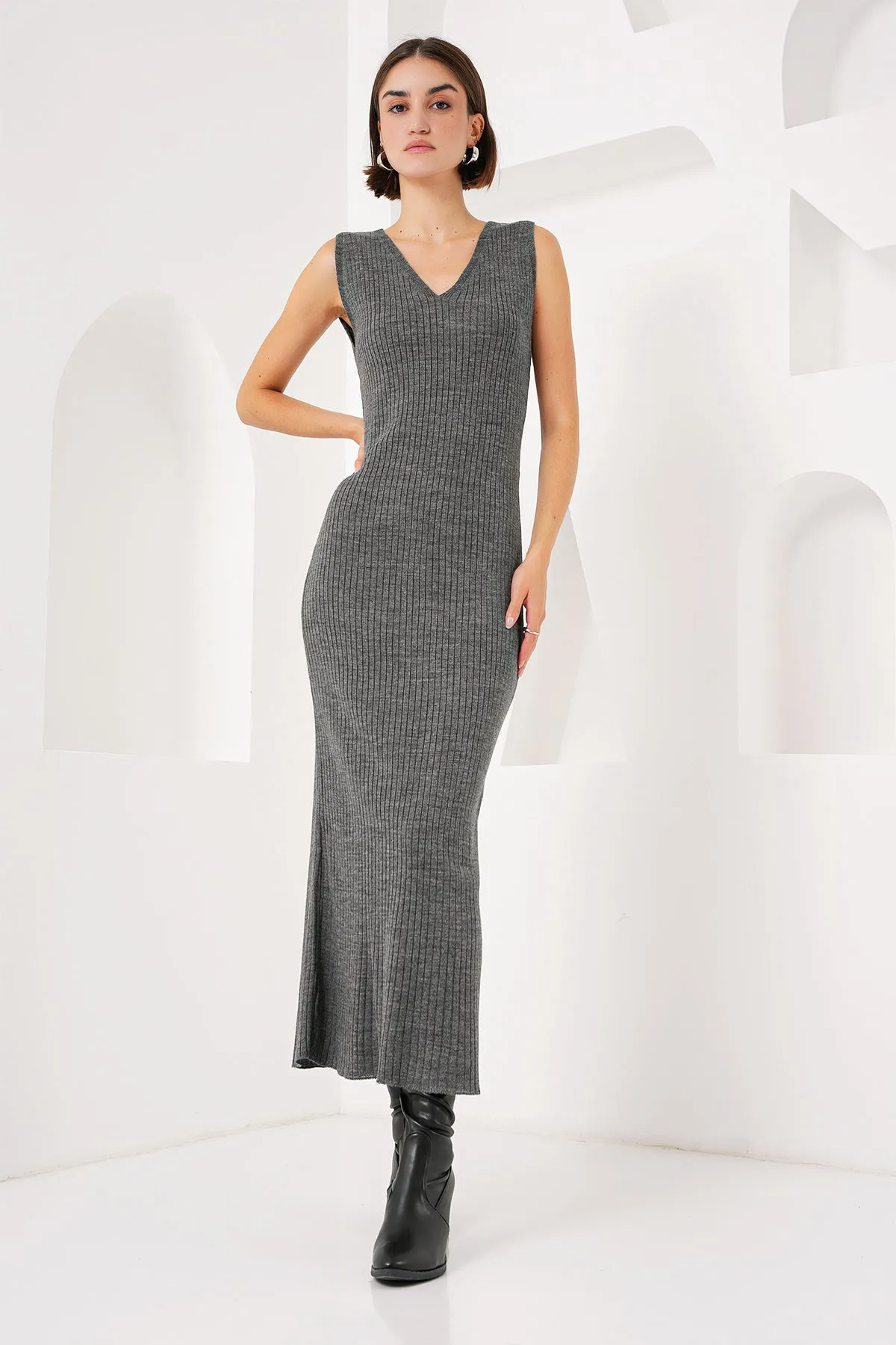 BGD Women Knit Dress Sweater Set - Gray - Avondale