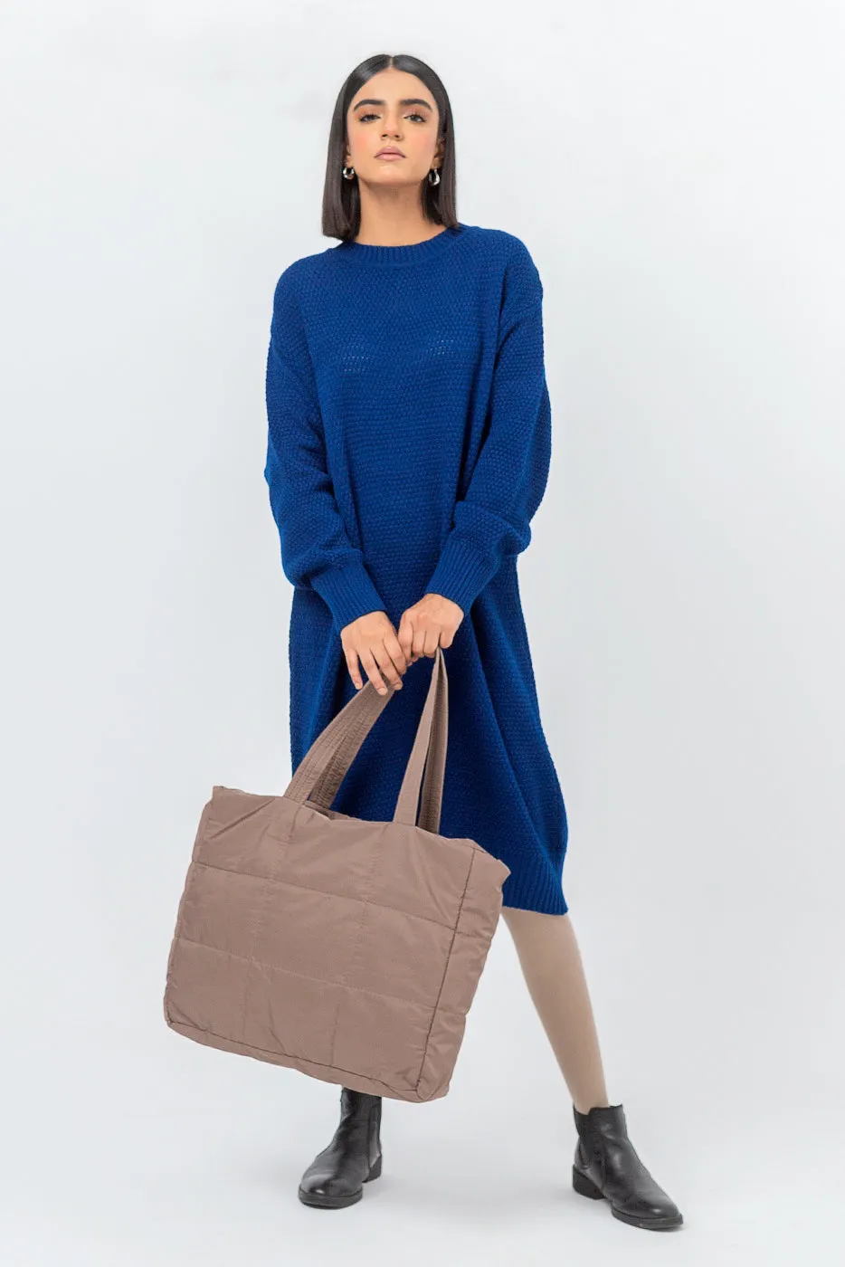 BLUE SWEATER KNIT DRESS
