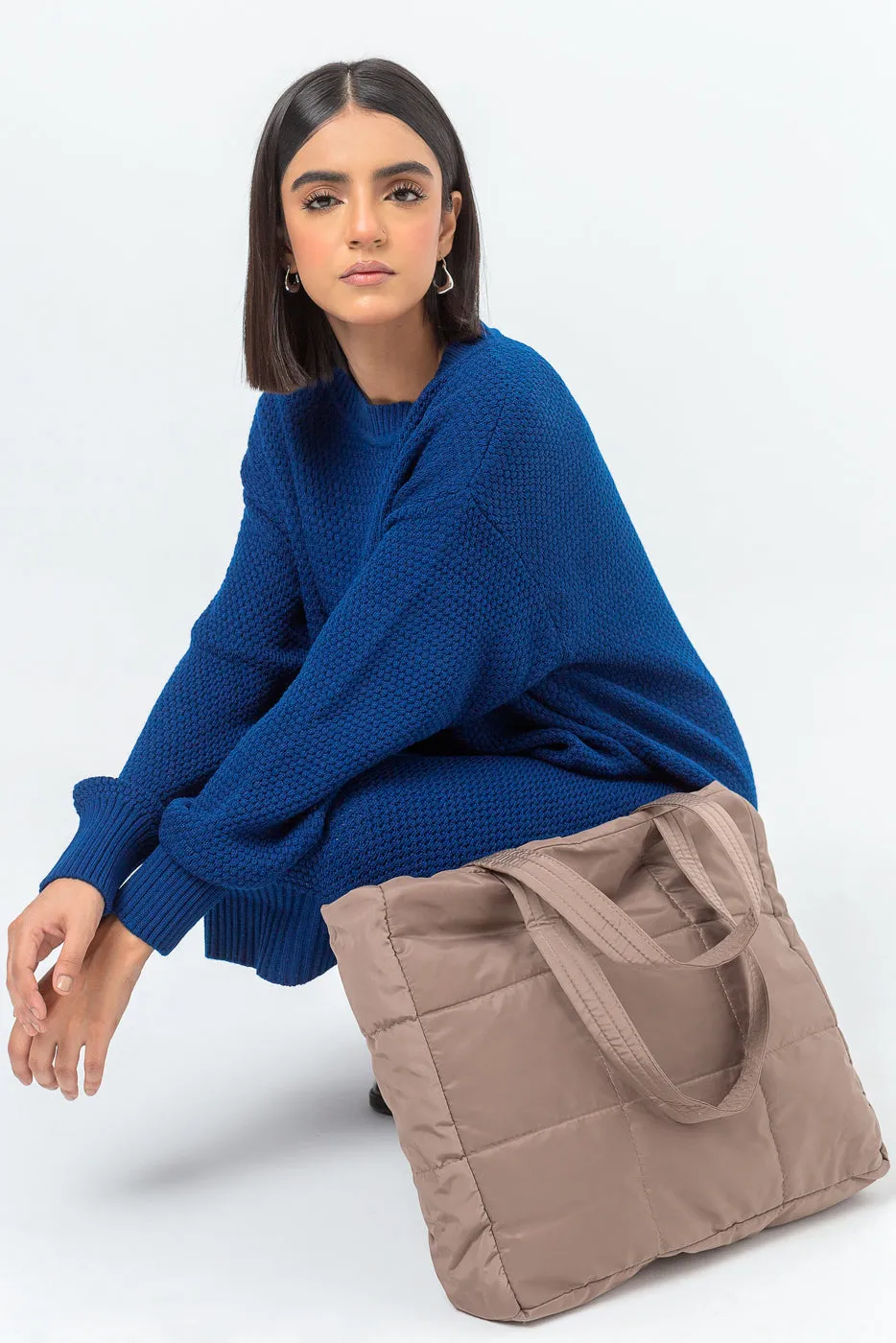 BLUE SWEATER KNIT DRESS
