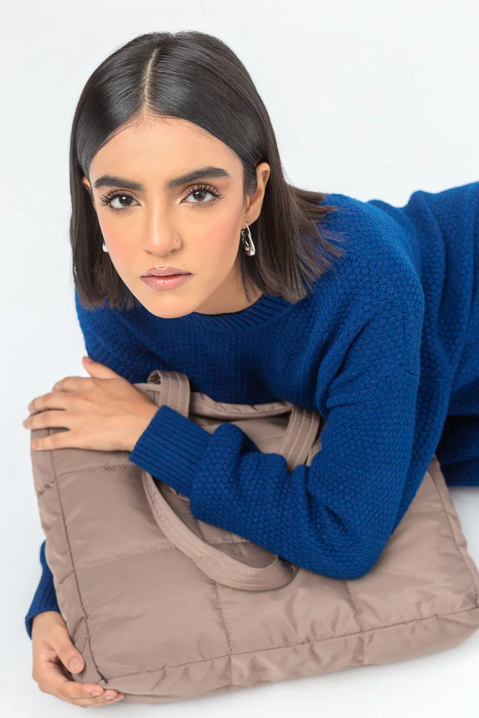 BLUE SWEATER KNIT DRESS