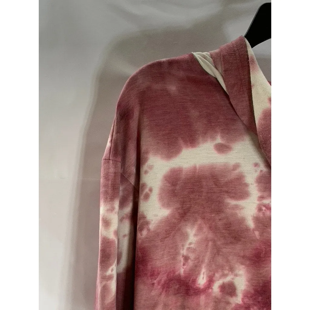 BLVD Women's Red/Beige Tie-Dye Pocketless Pullover Hoodie SZ M