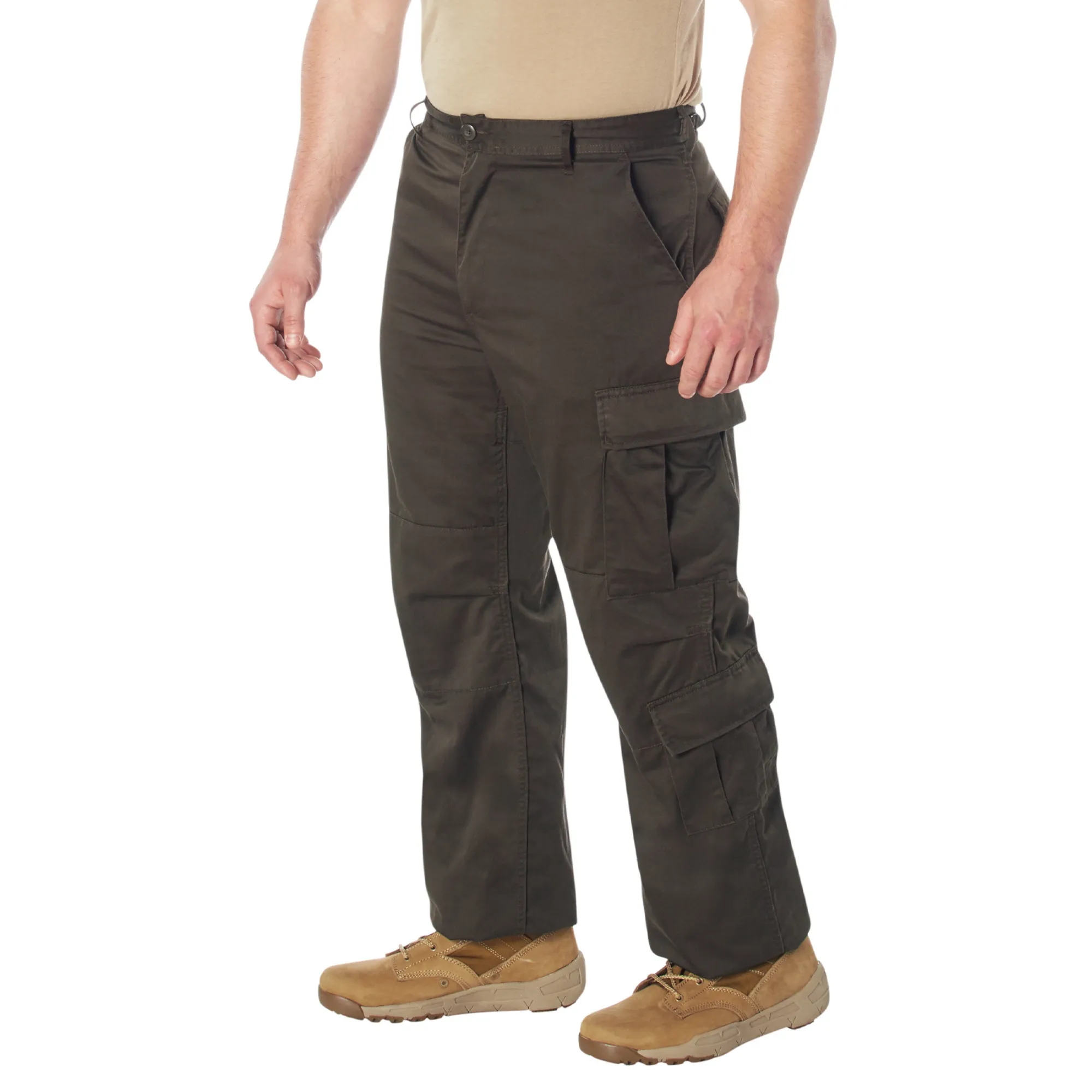 Brown - Tactical Vintage Paratrooper BDU Pants Fatigues - Heavyweight Poly/Cotton - Zipper Fly