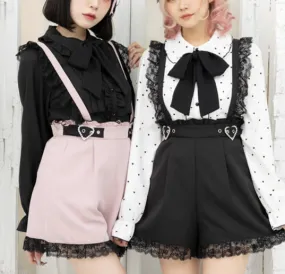 Carli and Ami Rae's Garden Shoppe      Goth     Overalls Shorts  Dark Academia Kawaii Academia Y2K Cottagecore Coquette Fairycore Dollette Princesscore Bottoms