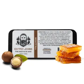 Copper Johns Mustache Wax | Promotes Clean & Well-Kept Mustache | Strong All-Day Hold | Made with Beeswax, Jojoba Oil & Sea Minerals | Nightfall | 1oz