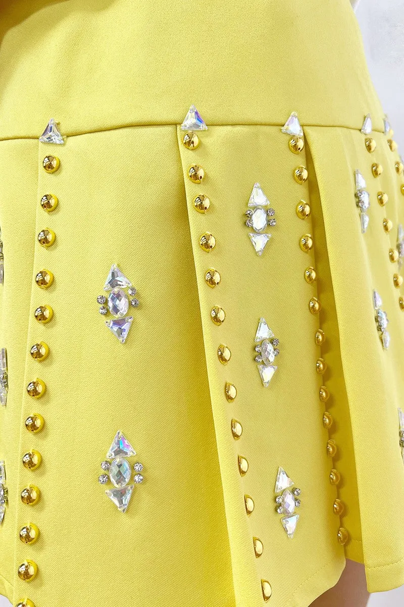 Crystal Beaded Pleated Skirt