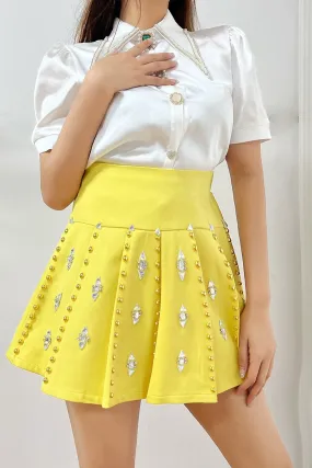 Crystal Beaded Pleated Skirt