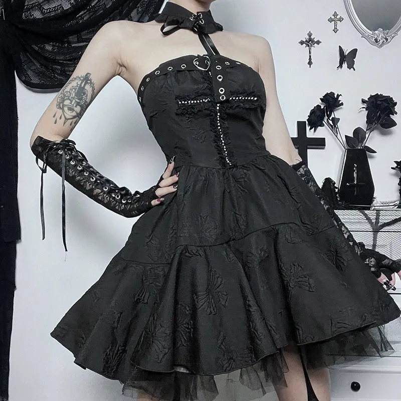 Dark Cross Slim Mesh Dress
