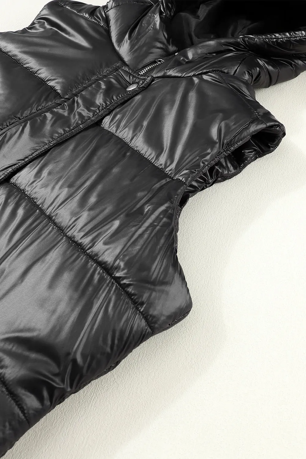Elaine Hooded Quilted Long Vest Coat