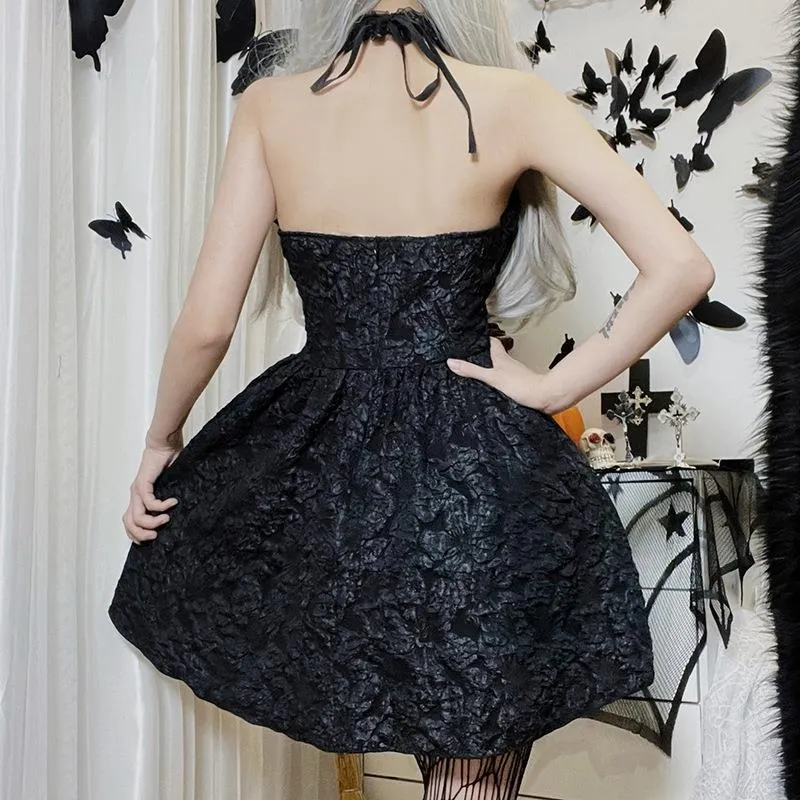 Elegant Lace Cross Collar Dress