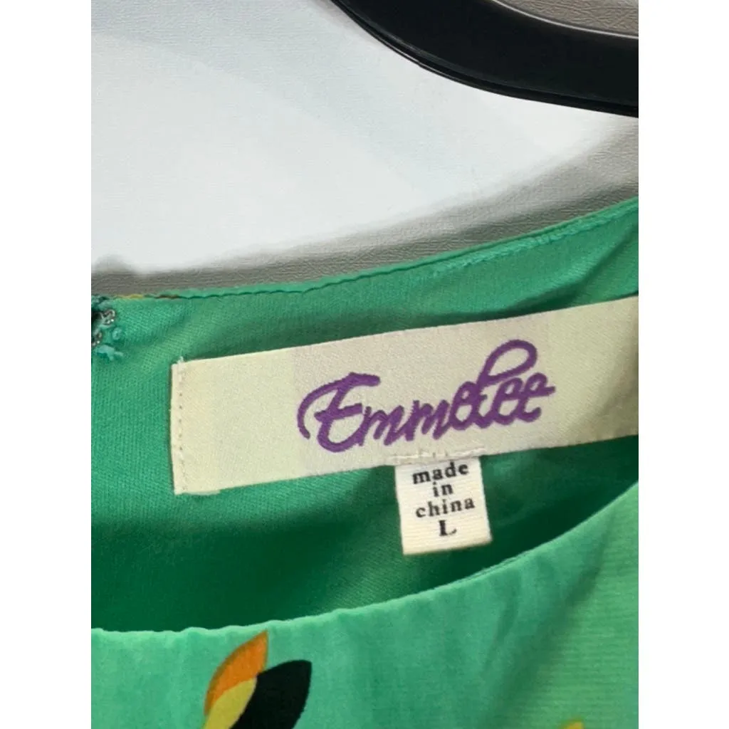 EMMELEE FRANCESCA Women's Green Floral Print Pleated Skirt Mini Dress SZ L