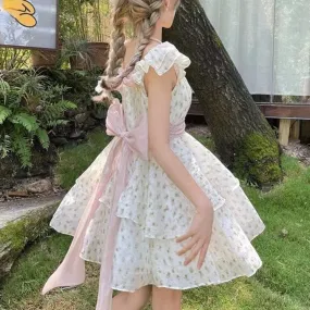 Flower  for a  Wedding      Dress Kawaii Academia Y2K Cottagecore Coquette Fairycore Dollette Princesscore