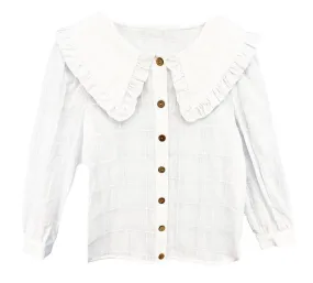 Girls White Blouse With Big Collar