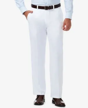 Haggar Mens Classic fit Dress Pants 36 / 34 Bright White Stretch