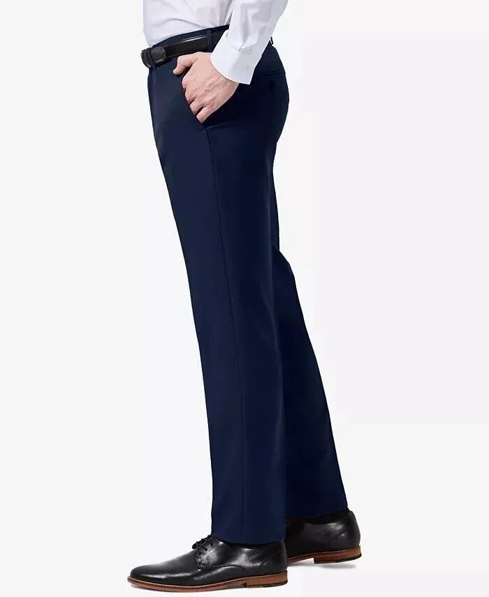 Haggar Mens Slim fit Dress Pants 33 / 32 Blue Solid