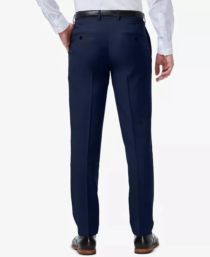 Haggar Mens Slim fit Dress Pants 33 / 32 Blue Solid