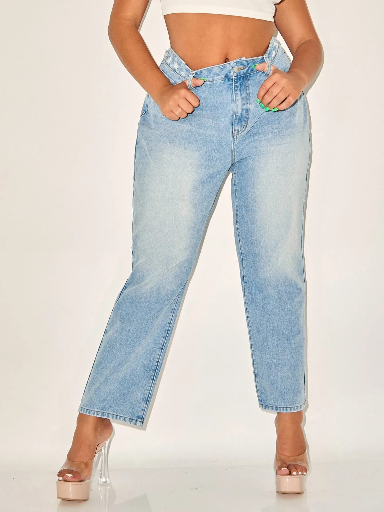 High Waist Long Plus Size Jeans