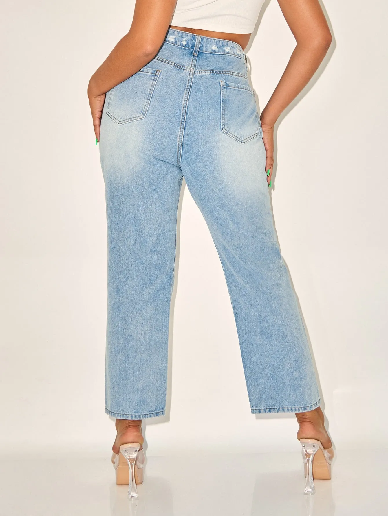 High Waist Long Plus Size Jeans