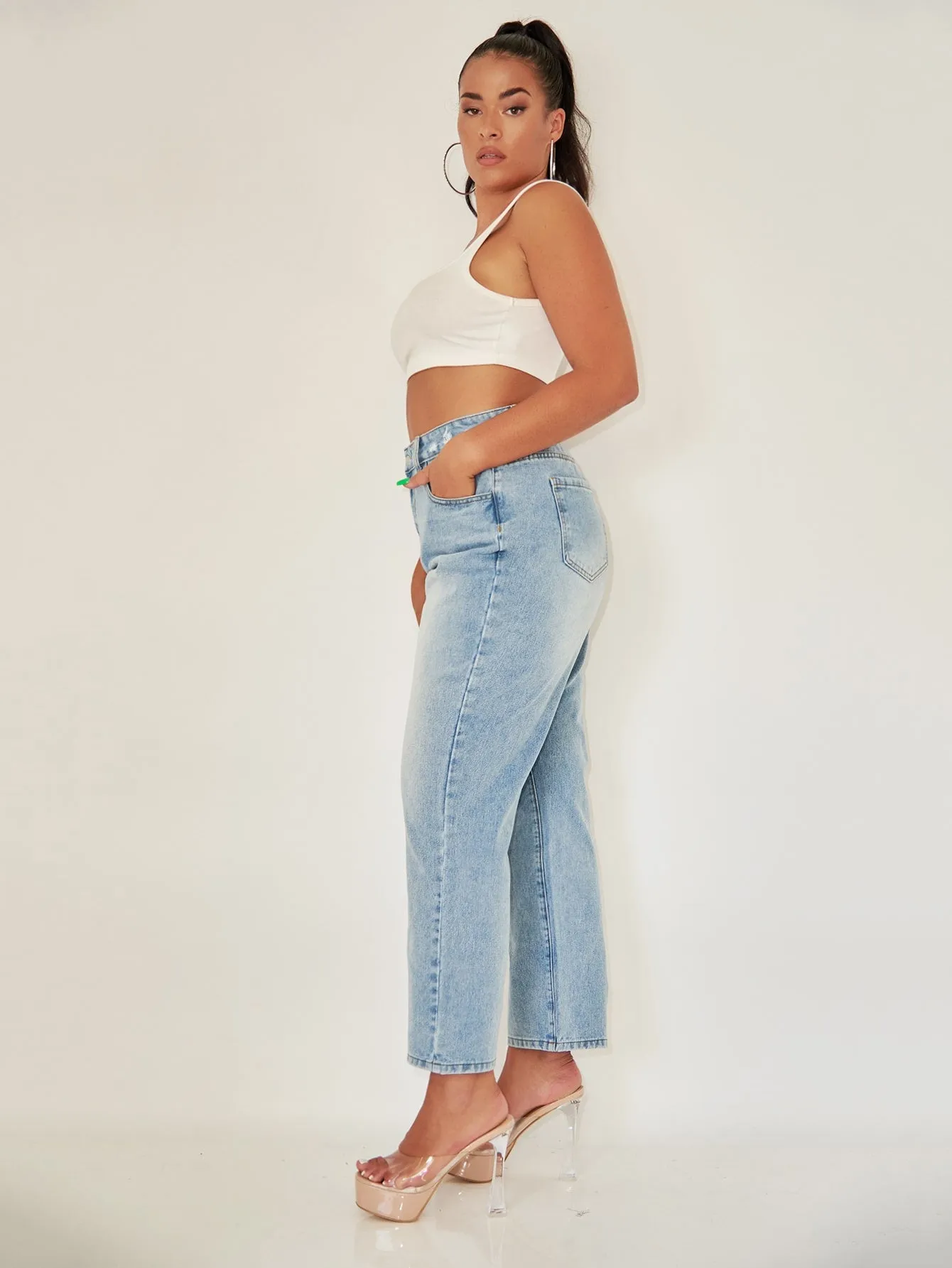 High Waist Long Plus Size Jeans