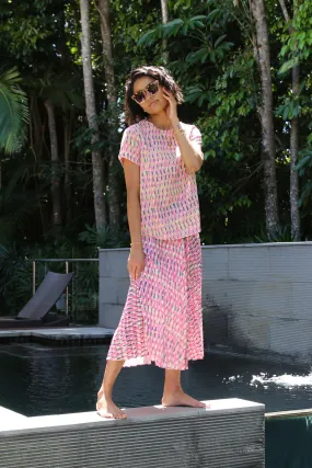 Ibiza Pleat Skirt Watermelon | Pre-Order (S/L/XL)