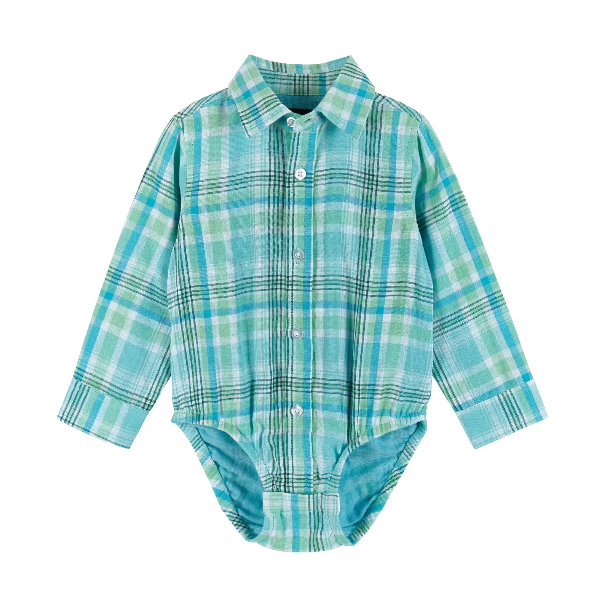 Infant 4-Piece Plaid & Sweater Vest Set | Green & Navy
