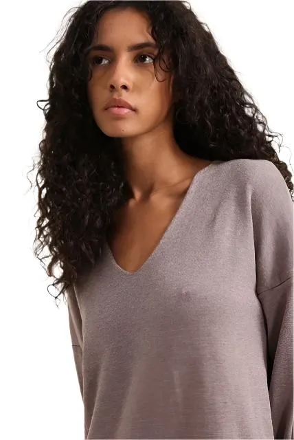 Italian V Neck Cashmere Mix Sweater Dress One Size