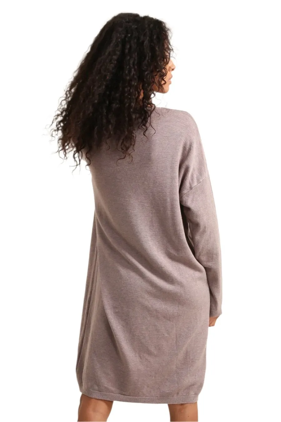 Italian V Neck Cashmere Mix Sweater Dress One Size
