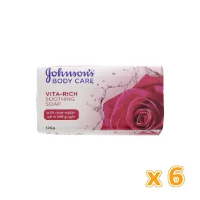 Johnson's Body Care Vita-Rich Brightening Soap - Rose Water (6 X 125 gm)