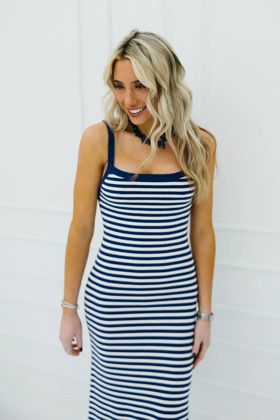 Kiersten Midi Dress - Ivory/Navy