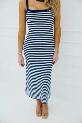 Kiersten Midi Dress - Ivory/Navy