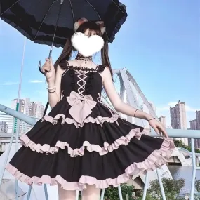 Lady LaRoux     Goth  Dress with Optional Choker and Headband Set Dark Academia Kawaii Academia Y2K Cottagecore Coquette Fairycore Dollette Princesscore