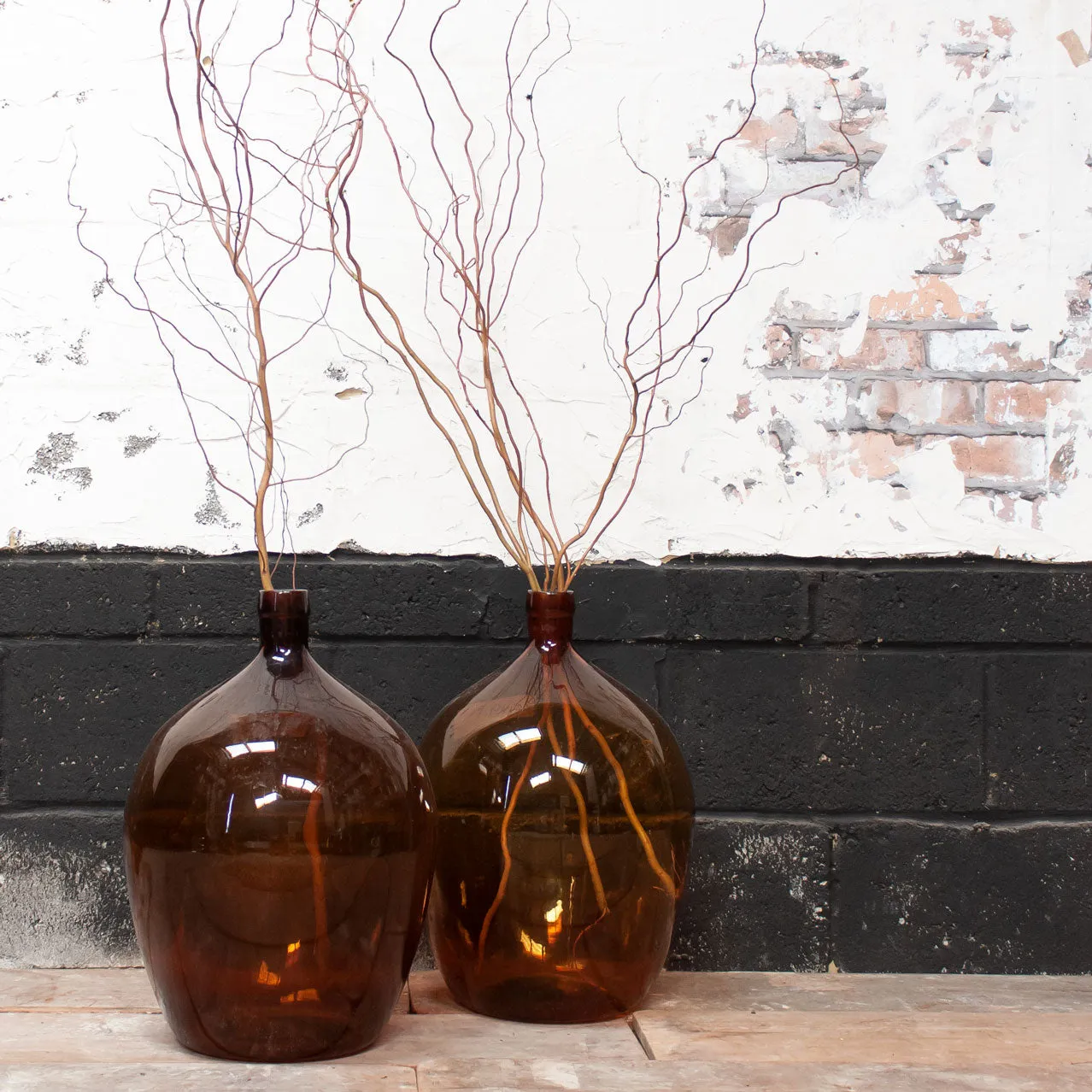 Large Vintage Amber Coloured Demijohn