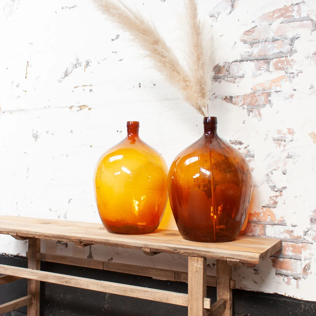 Large Vintage Amber Coloured Demijohn